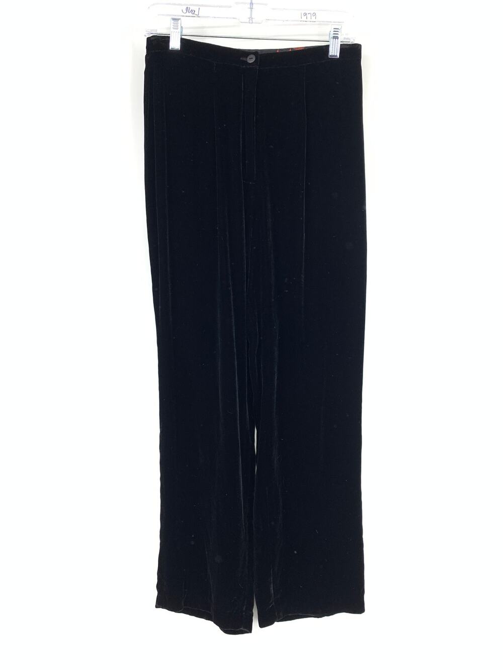 April Cornell Ankle Length Velvet Straight Leg Pants Womens Sz Small Black